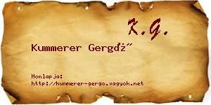 Kummerer Gergő névjegykártya